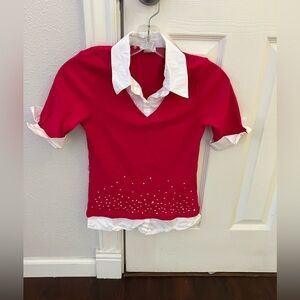 Vintage Limited Too Magenta Rhinestone Top